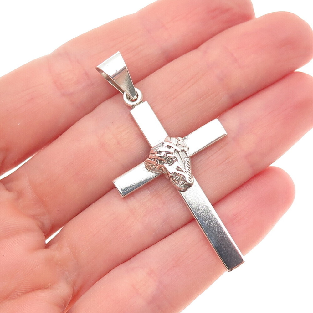 PPC Princess Pride 925 Sterling Silver Vintage Jesus Cross Charm Pendant